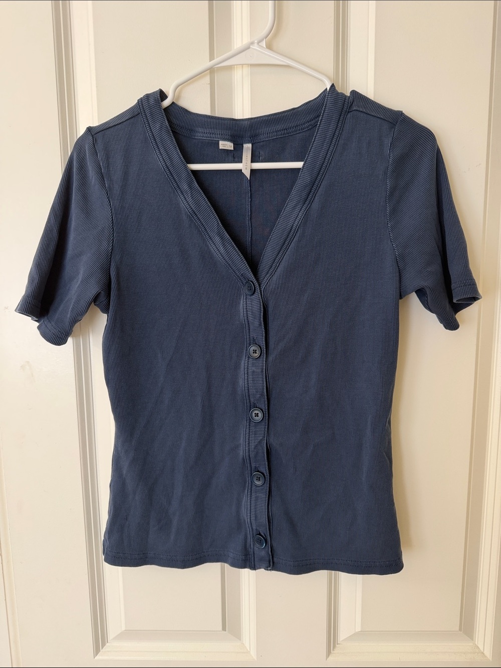 Travis Mathew Slate Blue Button-Front Short Sleeve Top